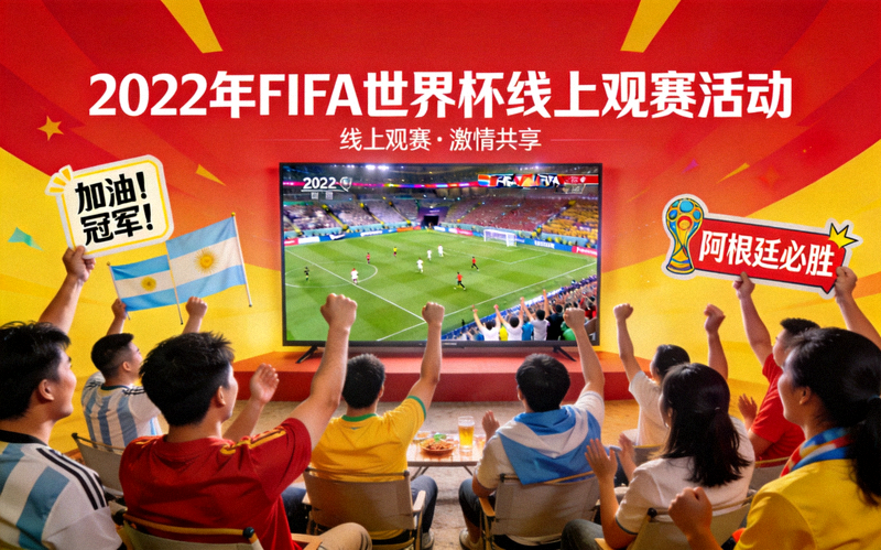 2022年FIFA世界杯线上观赛活动策划案例，充满激情的球迷在屏幕前欢呼